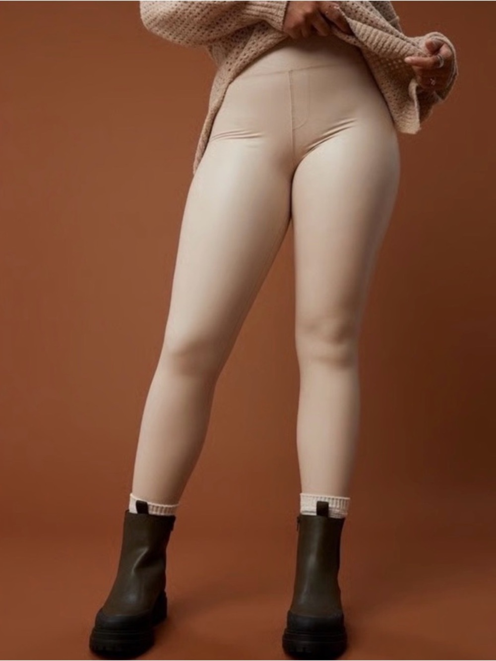 ✨ AERIE OFFLINE‎ Real Luxe Faux Leather Leggings High Rise Size L ✨